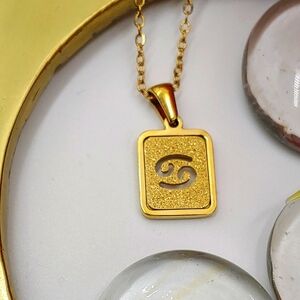 Dainty Zodiac Charm, ♋/Cancer, 18K GP Golden Glam Delicate Pendant Necklace